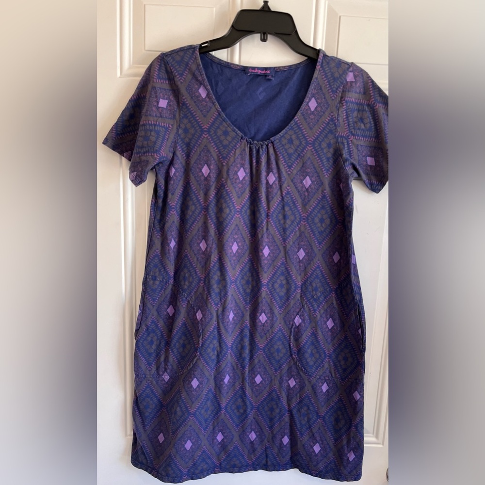 Fresh Produce Women's XS Summer Dress Peri Purple Cotton Coastal Grandma Beachy
